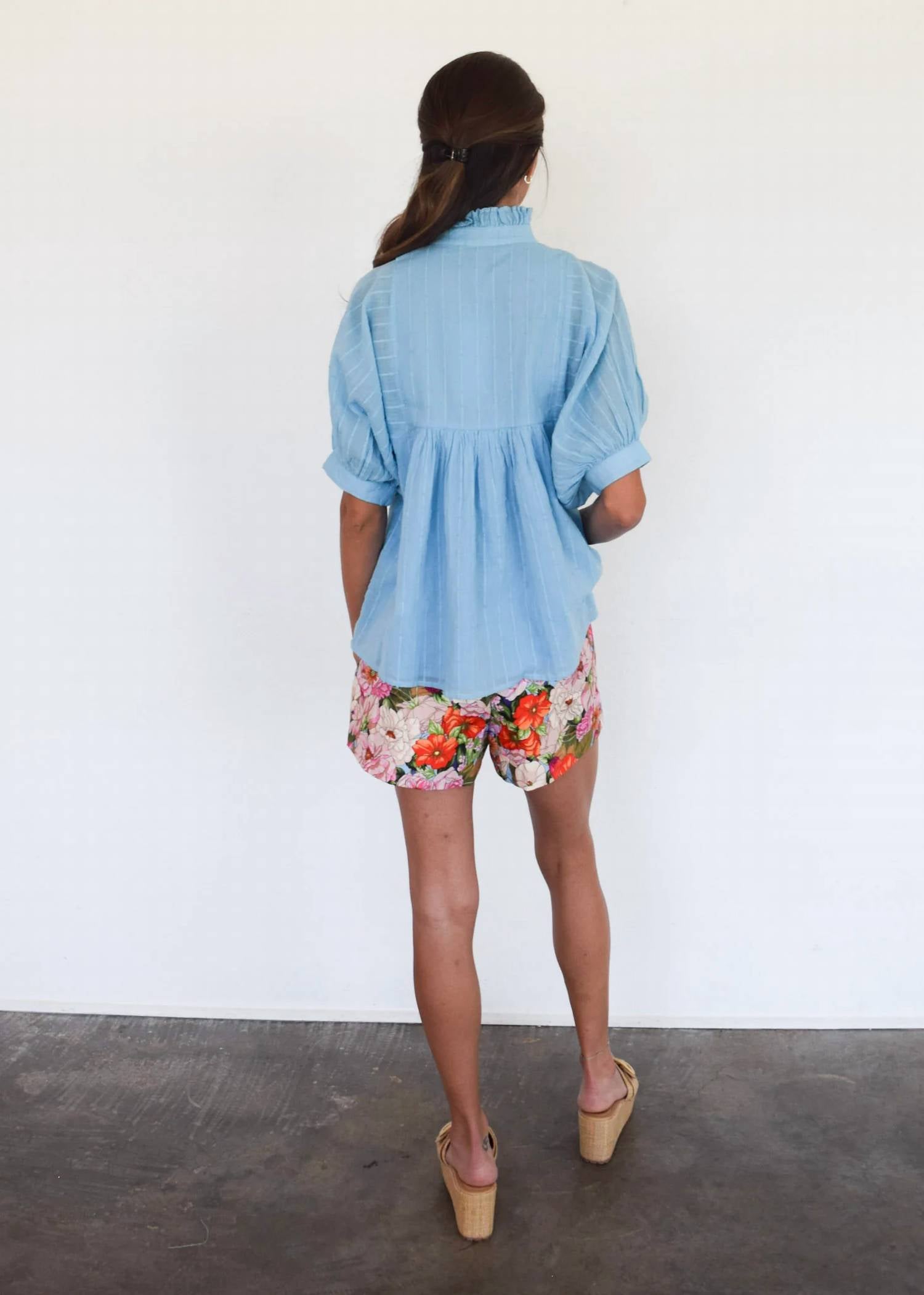 Never a Wallflower High Neck Top in air blue - women's blouse - alternate view