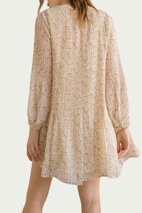 FLORAL-PRINT CHIFFON TUNIC MINI DRESS