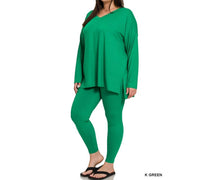 Zenana - Soft Brushed Fabric V-neck Lounge Set