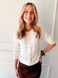 current air Heirloom Knit Cardigan in ivory - women's cardigan - alternate view