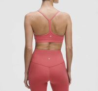 lululemon flowy nulu bra in desert red - women's intimate - detail view