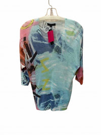 CHARLIE B Women Printed V-Neck Dolman Sleeve Sweater in modern pastel - women's sweater