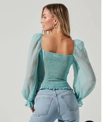 Astr - Tonina Sheer Long Sleeve Top