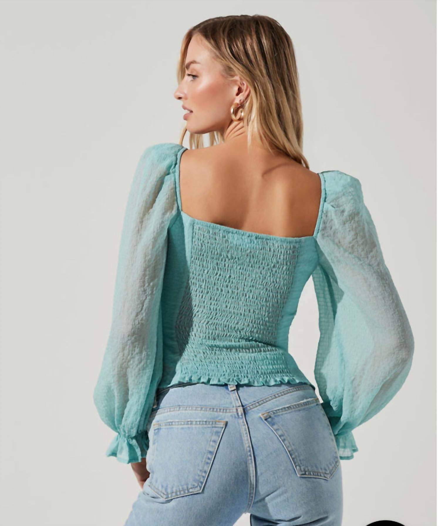 Astr - Tonina Sheer Long Sleeve Top