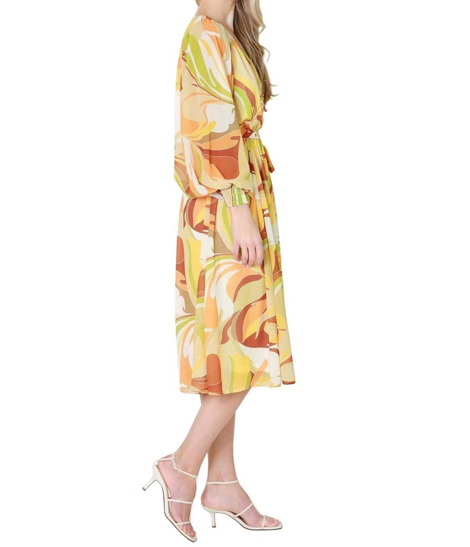 Flying Tomato - Printed Woven Midi Dress