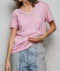 Pol - Hand-stitched Detail Slub Cotton Tee