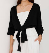 Autumn Cashmere - Dolman Tie Front Sweater Top