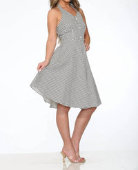 Orchid Bloom - Checkmate Halter Swing Dress