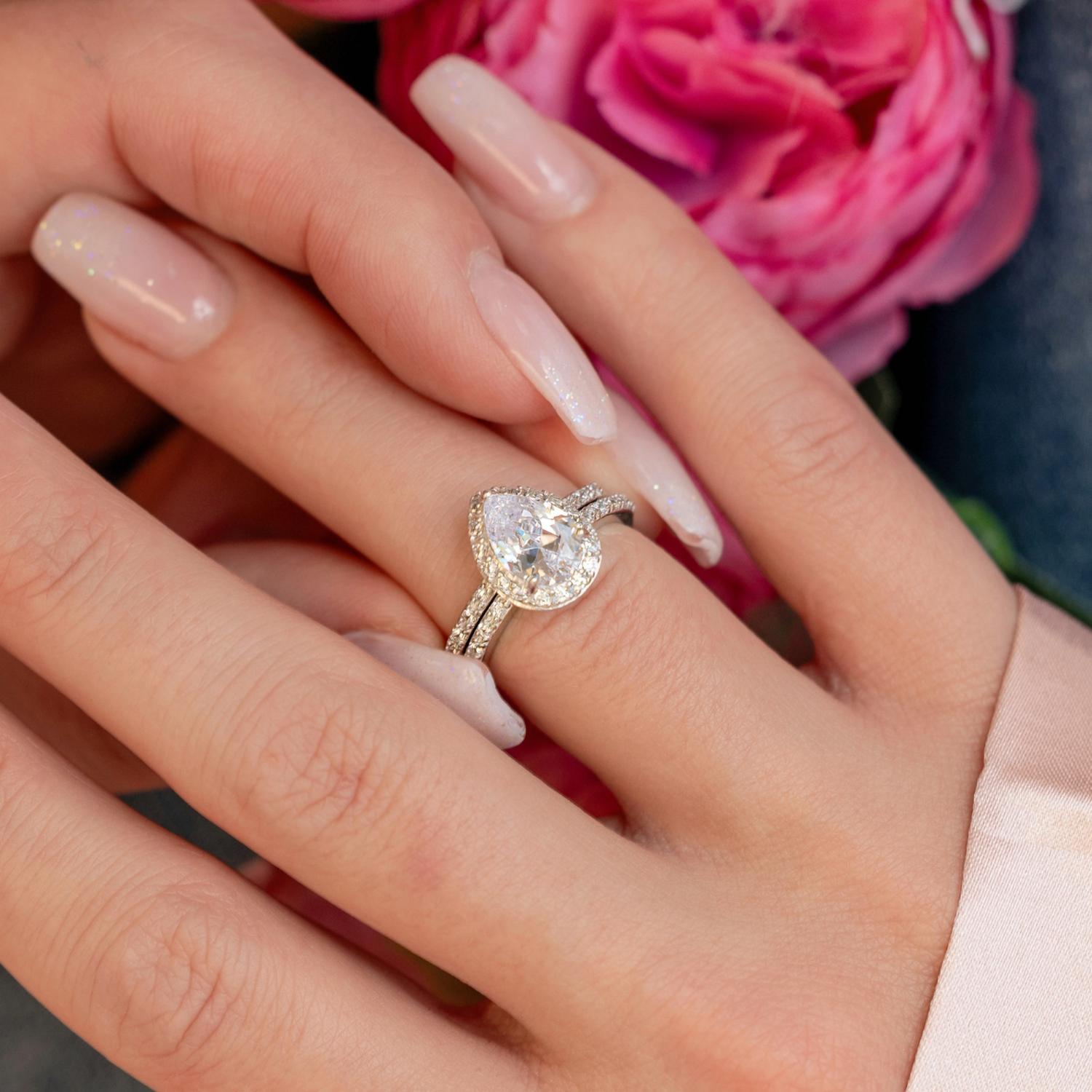 Starlette Women's Juliet Teardrop Engagement Ring in silver - women's jewelry - view 4