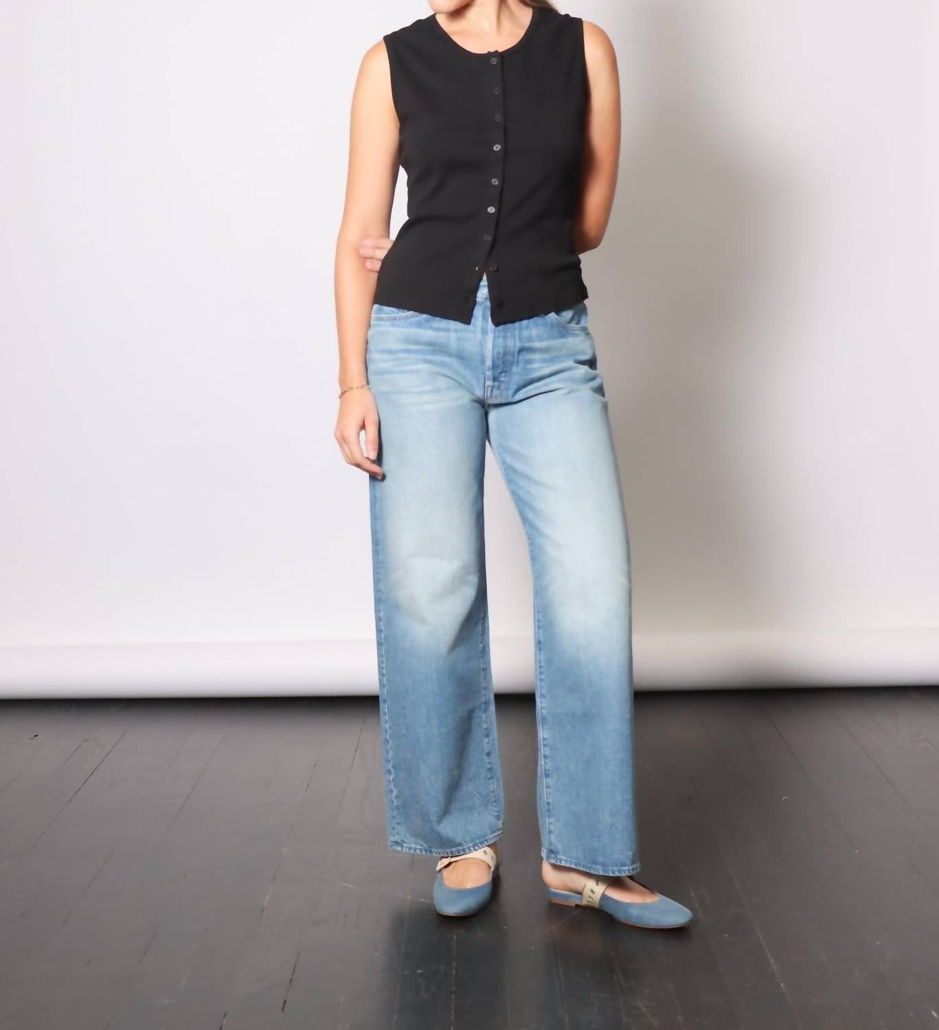 Mother - Lil Dodger Button Sneak Straight Jeans