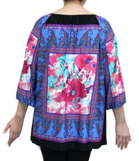 N Touch Floral Peasant Top in peri fuchsia - women's blouse - alternate view