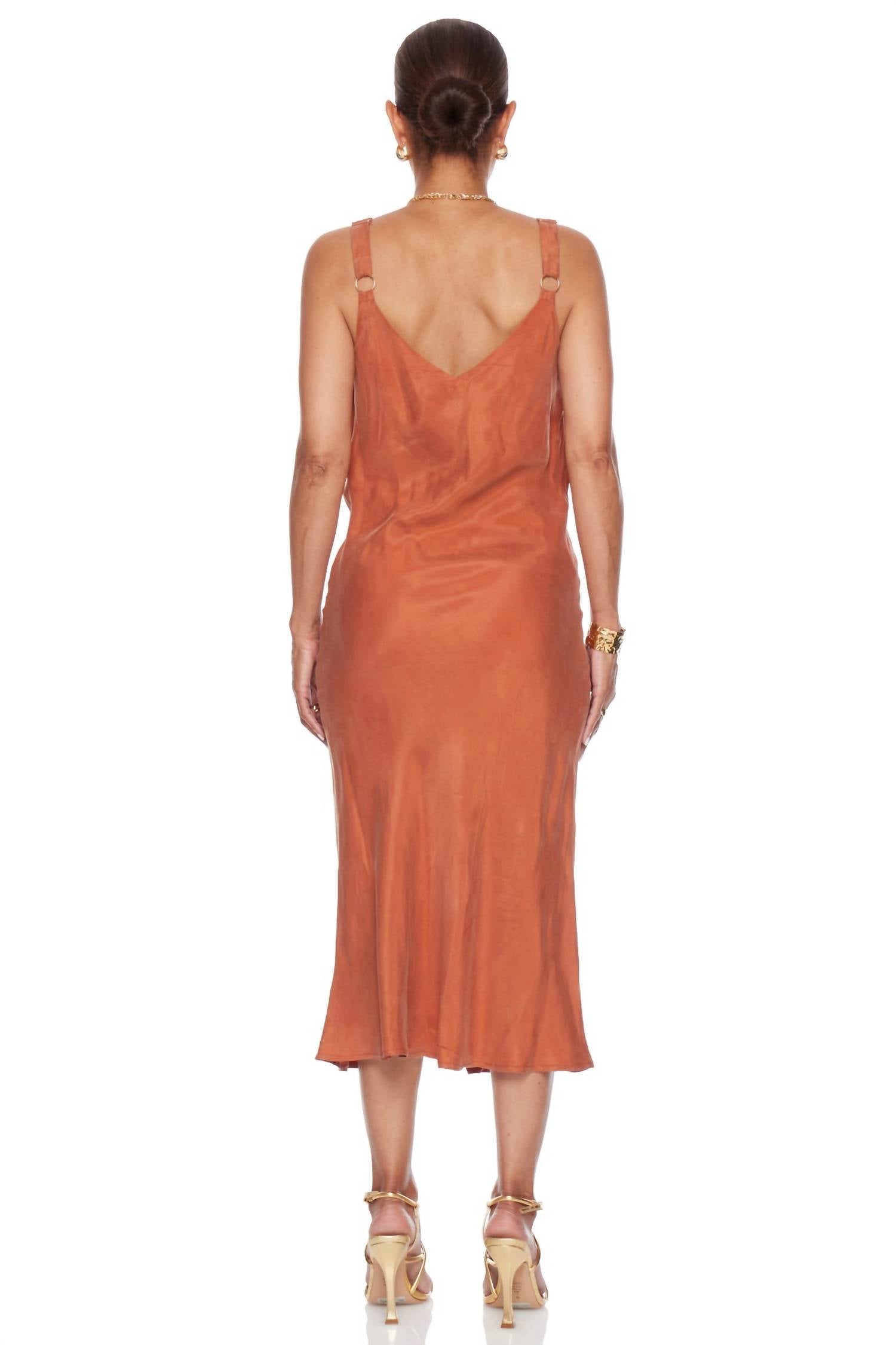 LUCY PARIS Karine Slip Dress in orange - women's dress - alternate view