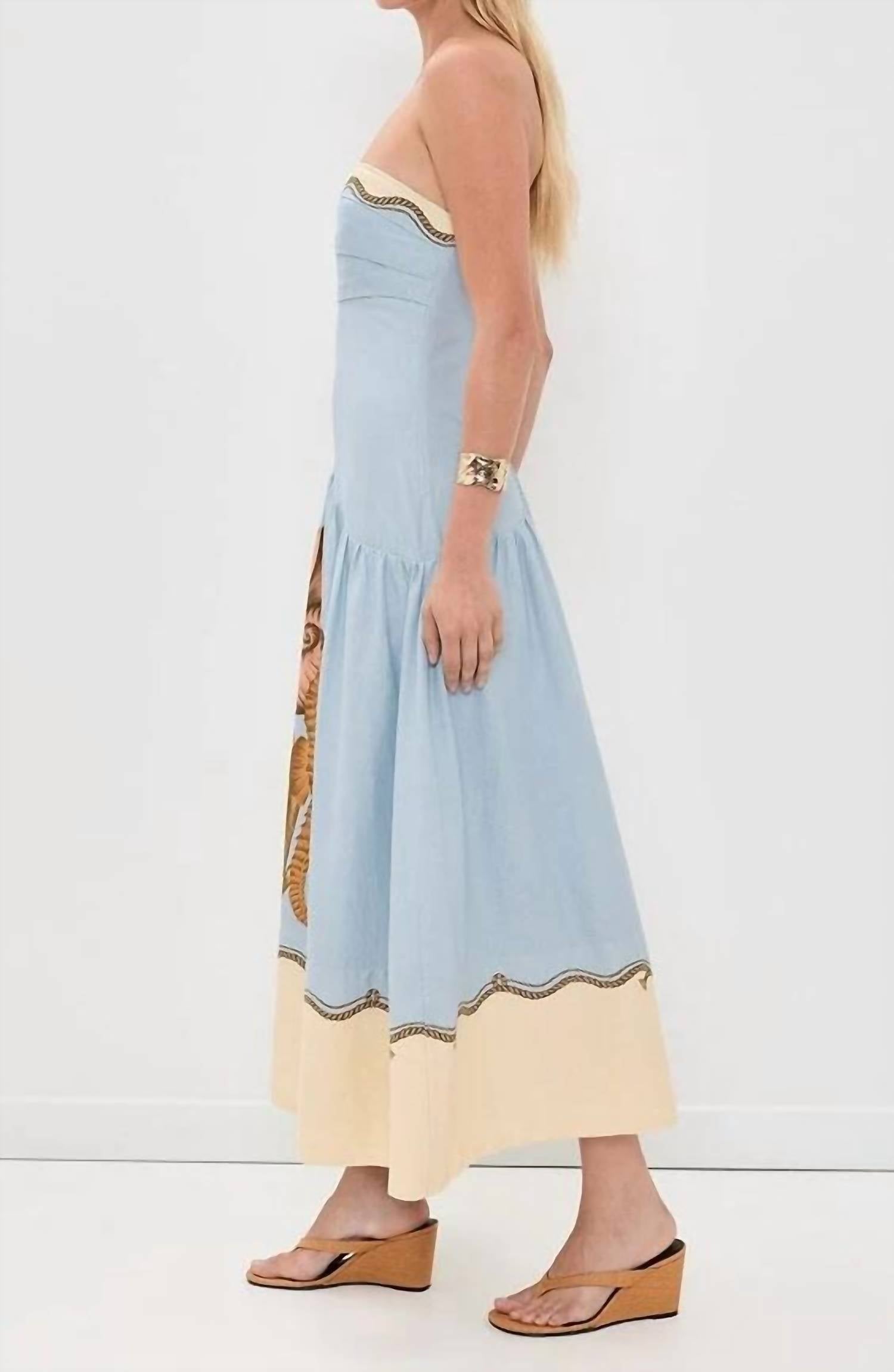 Farm Rio - Souvenir Strapless Side Ties Midi Dress