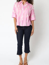 OLIVACEOUS Nora Painted Shirt in pink cream - women's blouse - view 4