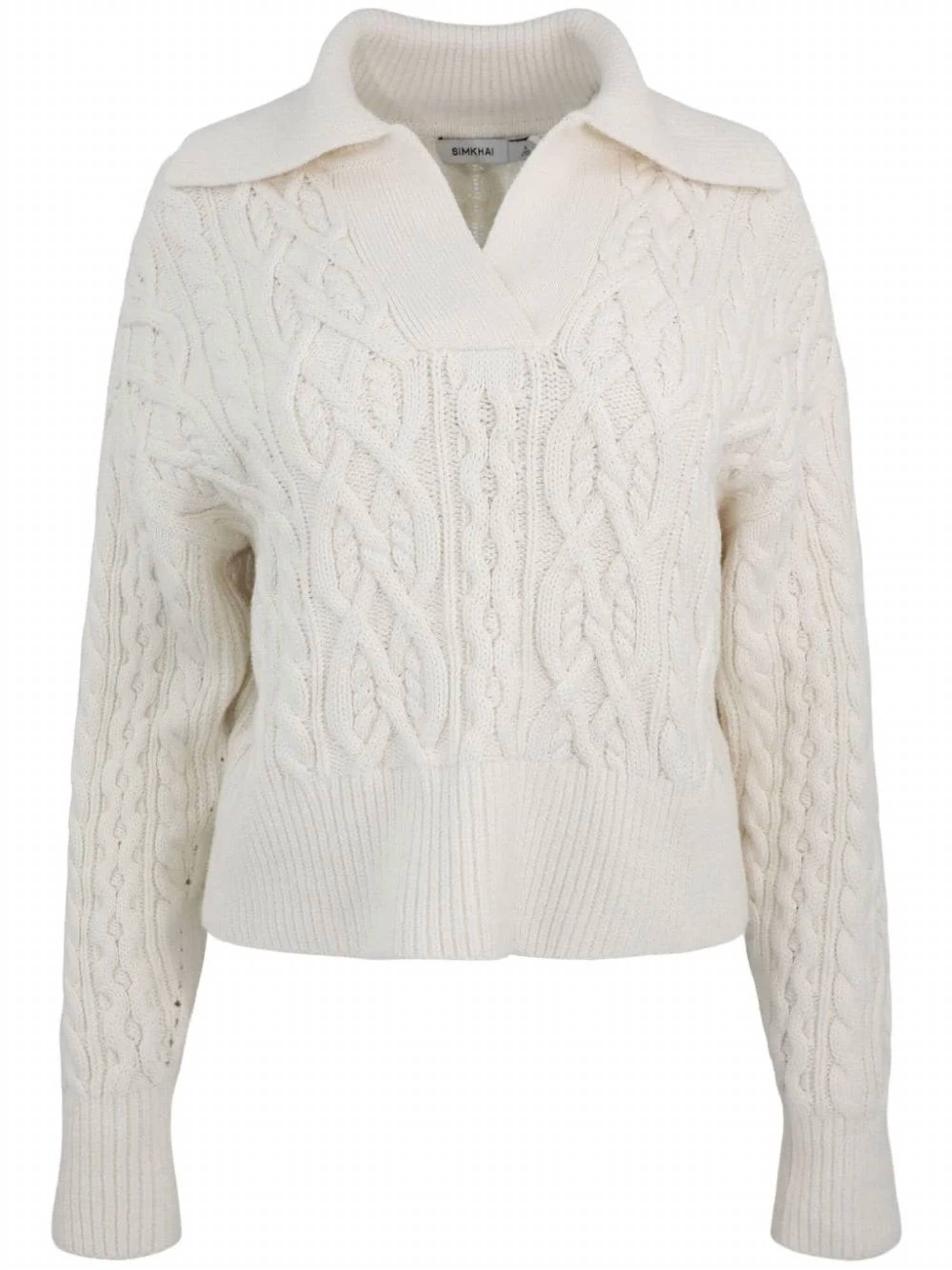 SIMKHAI Kate Polo Sweater in ivory - women's sweater - alternate view