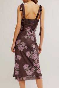 Free People Printed got glam slip dress in chocolate combo - women's dress - alternate view