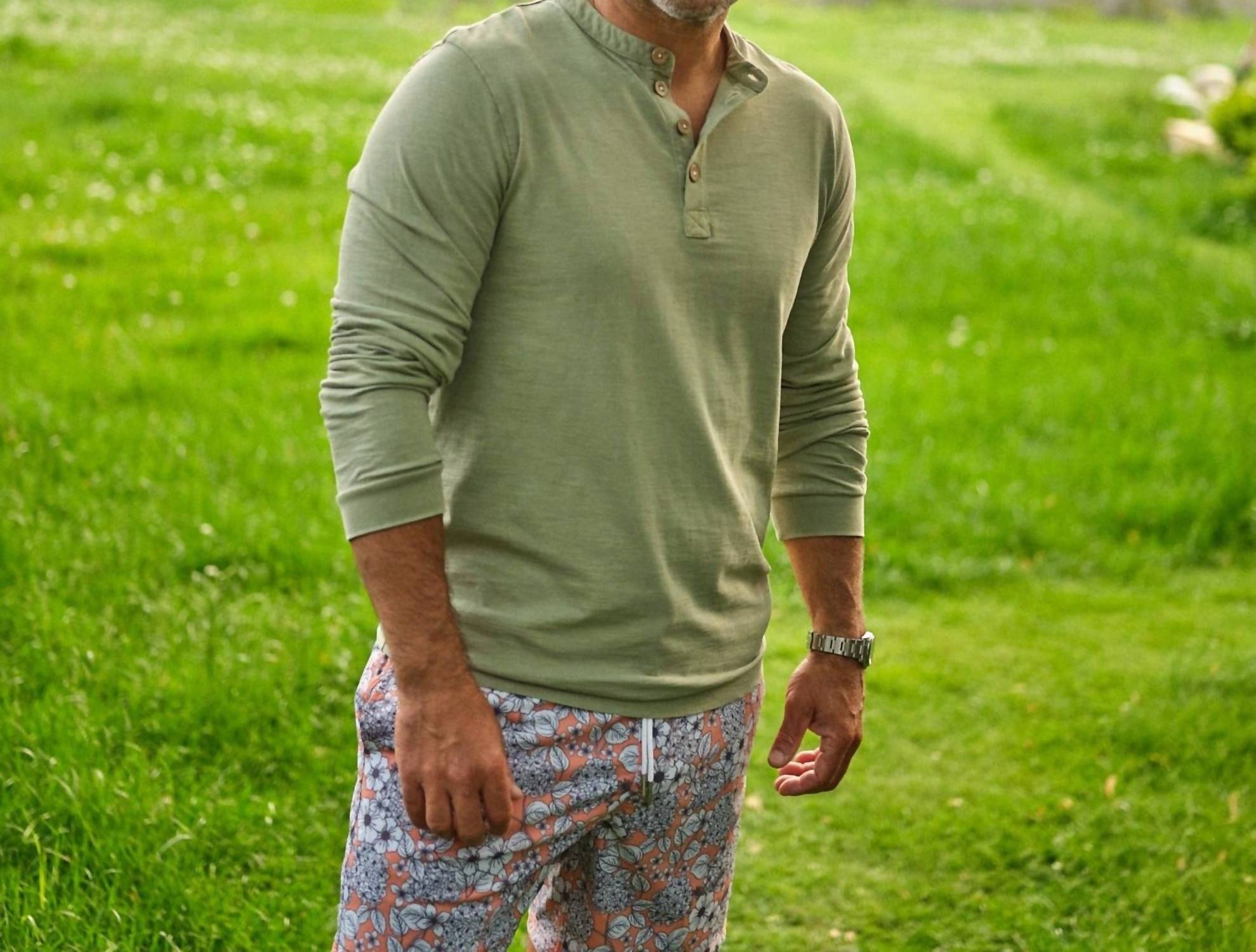 Sea Culture - Tea-dyed Long Sleeve Henley Shirt