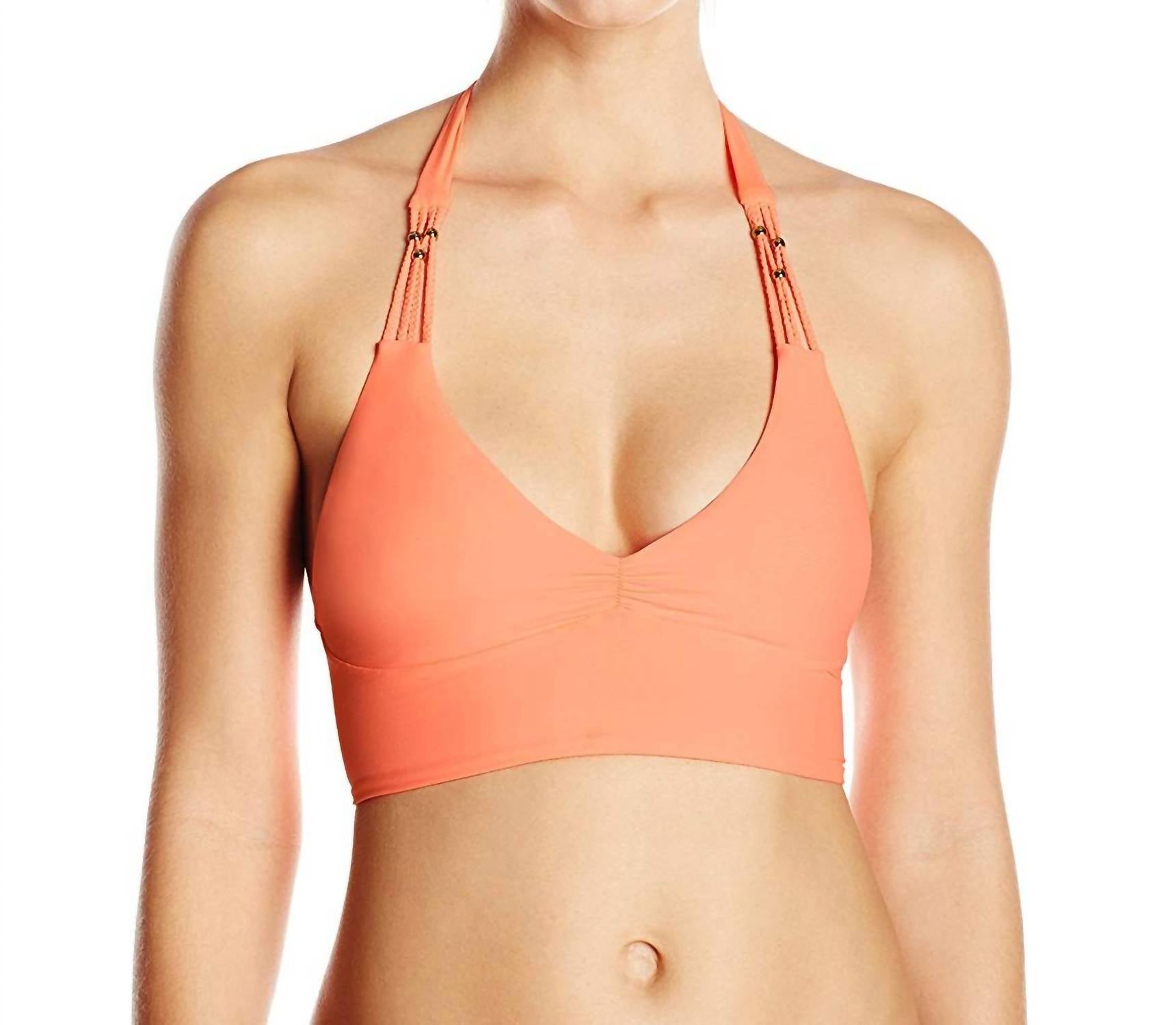 Women's Enjoy Lotus Halter Strap Plunge Neckline Bikini Top Swimsuit