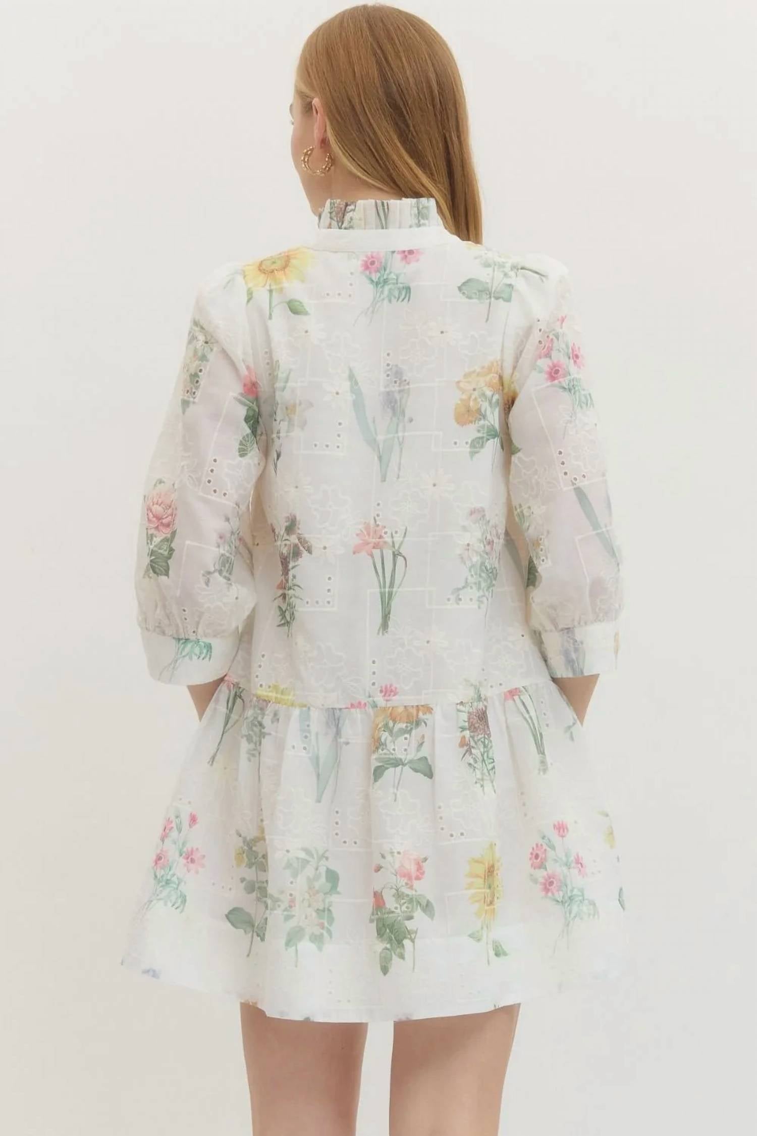 Entro - Floral Eyelet Embroidered Mini Dress