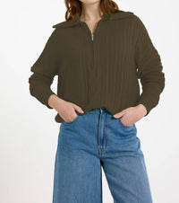 Brodie Cashmere - Mixed Cable Half Zip Sweater