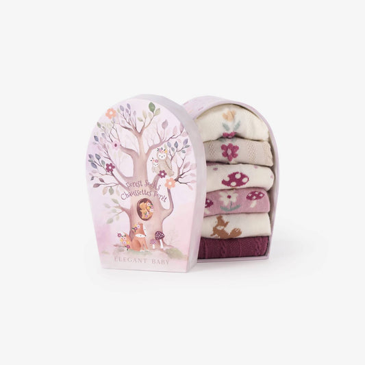 Elegant Baby - Forest Family Non Slip Baby Socks - 6 Pack