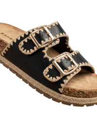 Bamboo Women's Clash Stitched Sandal in black - women's sandal - detail view