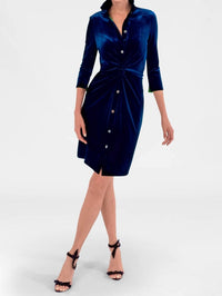 GRETCHEN SCOTT Silky Velvet Twist And Shout Mini Dress in navy - women's dress - view 4