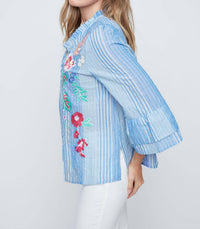 Renuar Can't Exist Without Blouse in blue combo - women's blouse - detail view