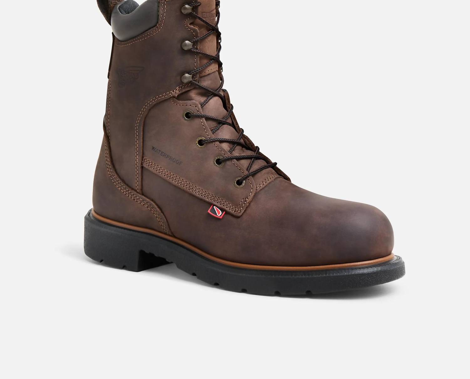 Red Wing Shoes Men's Dynaforce 8-inch Insulated Waterproof Safety Toe Boots in brown - men's boots - detail view