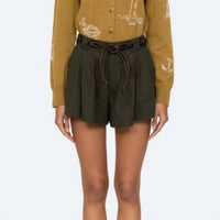 SEA Shai Belted Shorts in army green - women's shorts - view 4