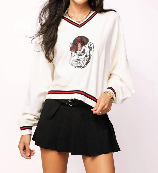 Queen Of Sparkles - UGA V-Neck Mascot Sweater