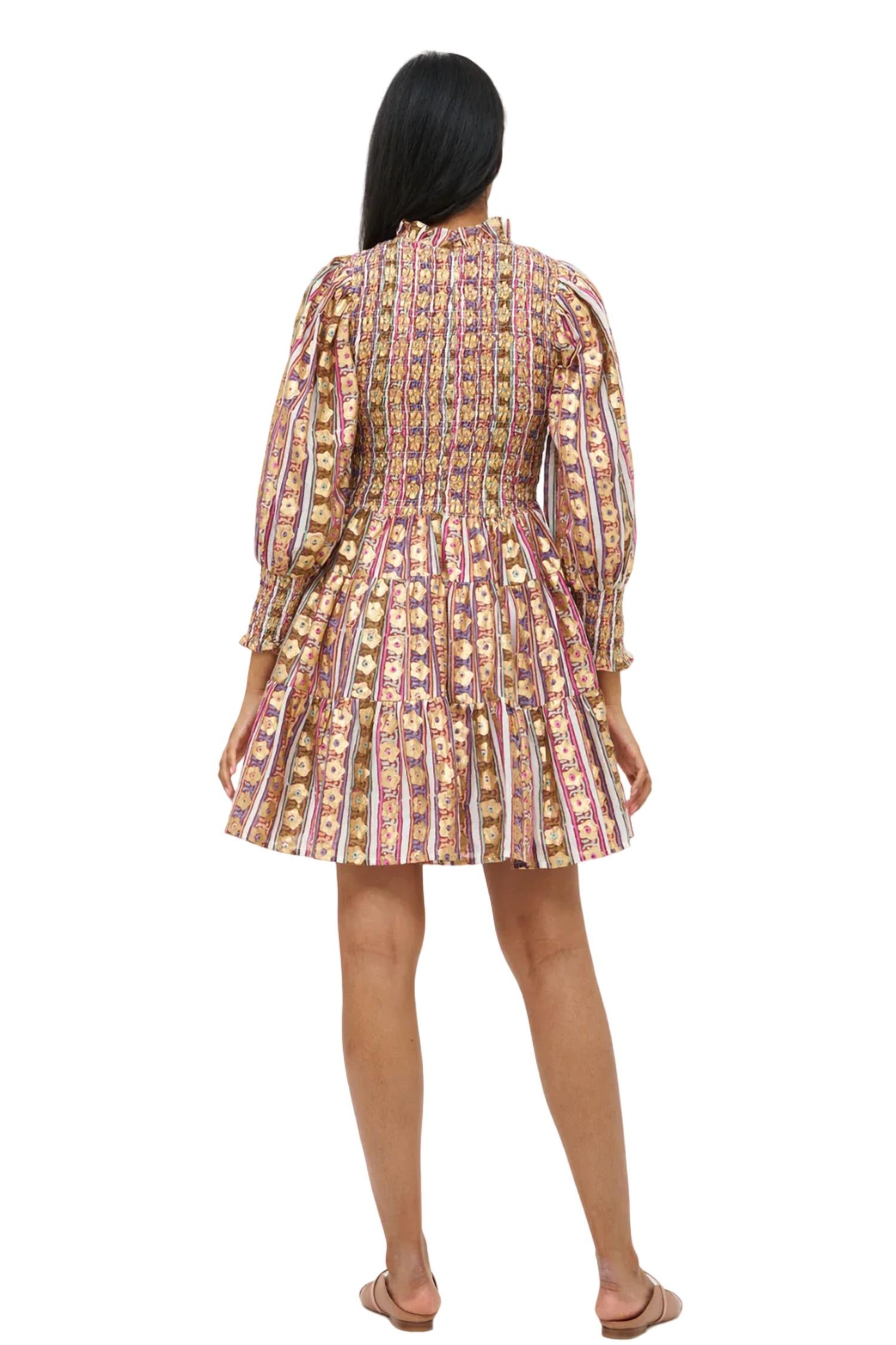 Smocked Flirty 3/4 Sleeve Mini Dress