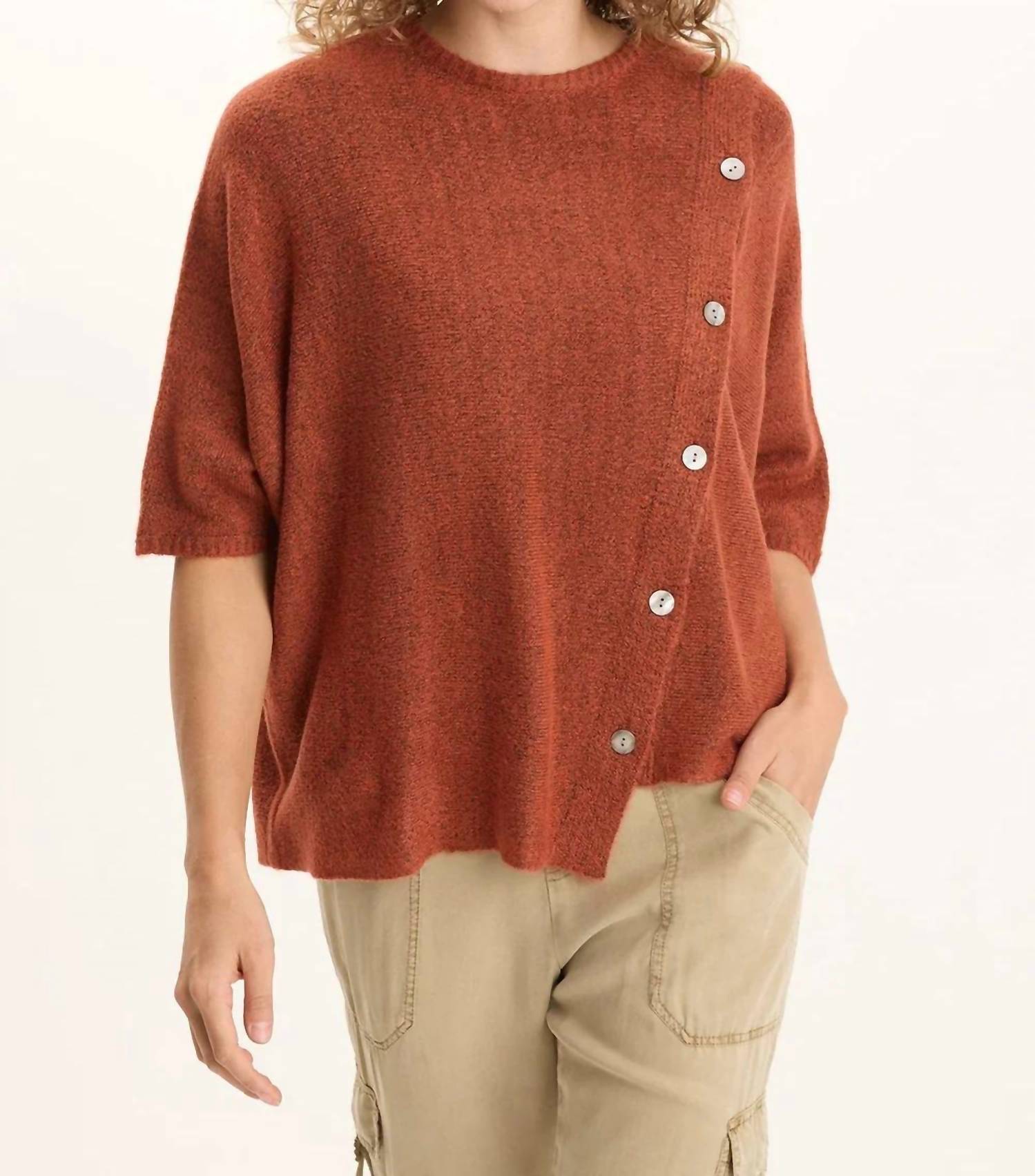 Xcvi - Asymmetrical Button Detail Knit Poncho Top