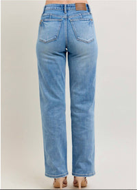Judy Blue - Morning Mist Mid Rise Tummy Control Straight Leg Jean