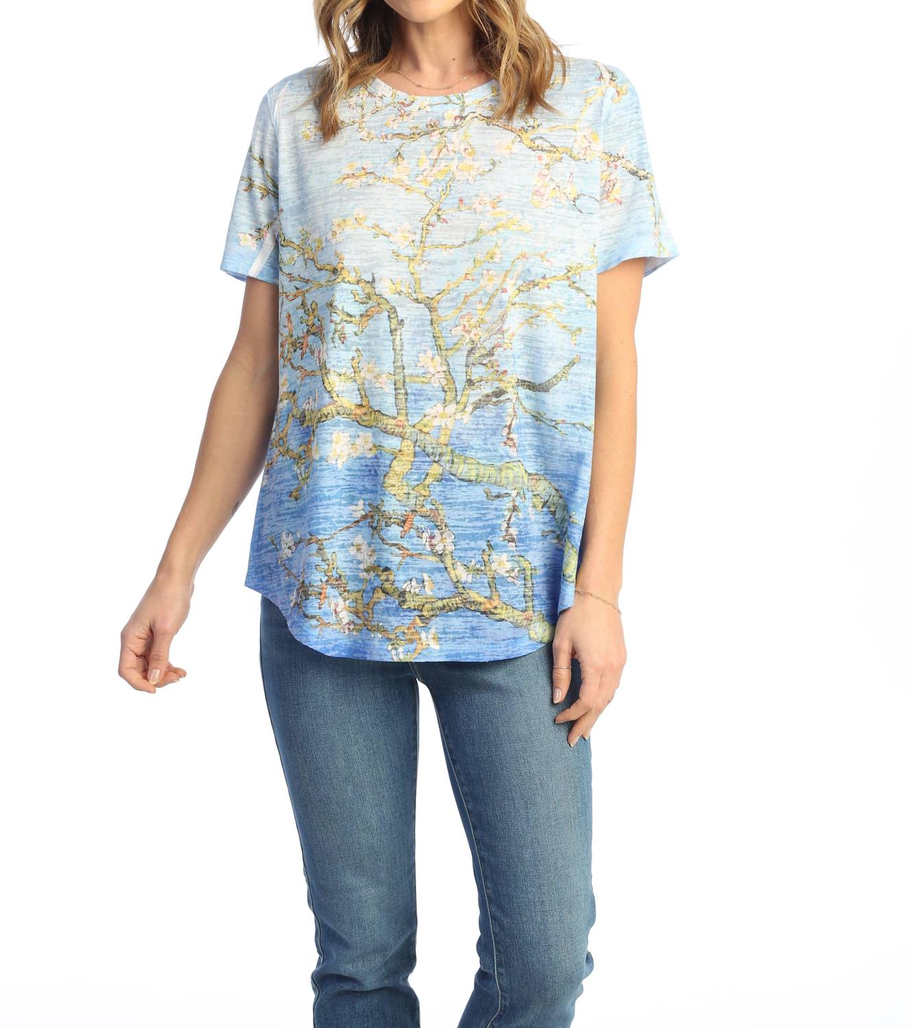 Jess & Jane - Amond Burnout Round Hem Top