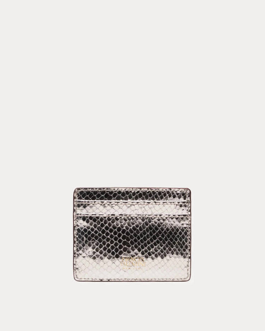 Frances Valentine - Women's Metallic Snake Leather Card Case