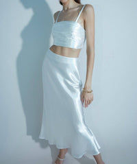 Aiifos Whitney Metallic Crop Top in white - women's shirt