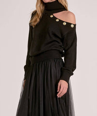ELAN Open Shoulder Sweater in black - women's sweater - view 4