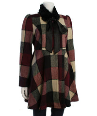 Ryu - Plaid Wool With Faux Fur Scarf Jacket