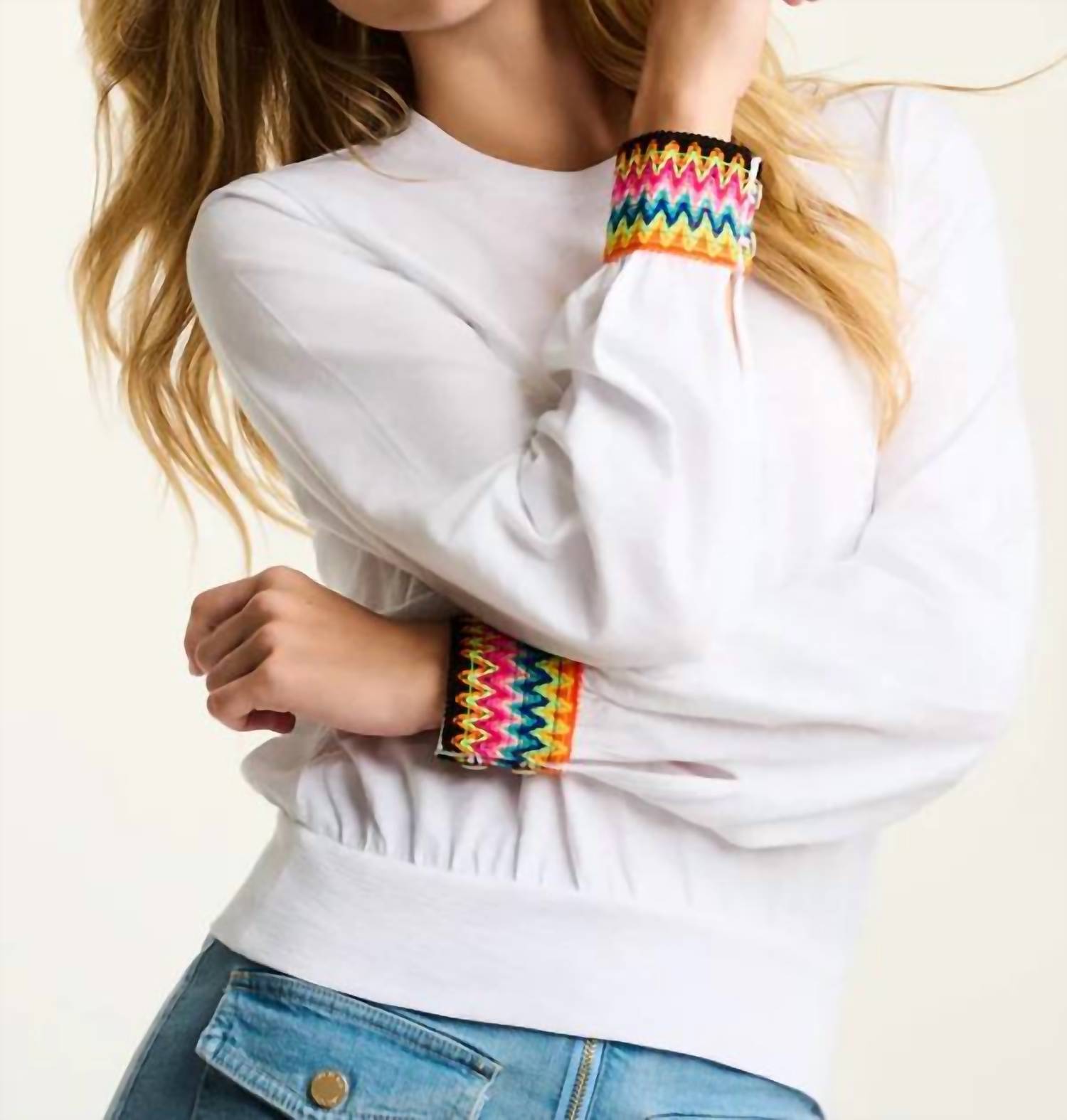 LISA TODD Love Bond Tee in white - women's long sleeve top