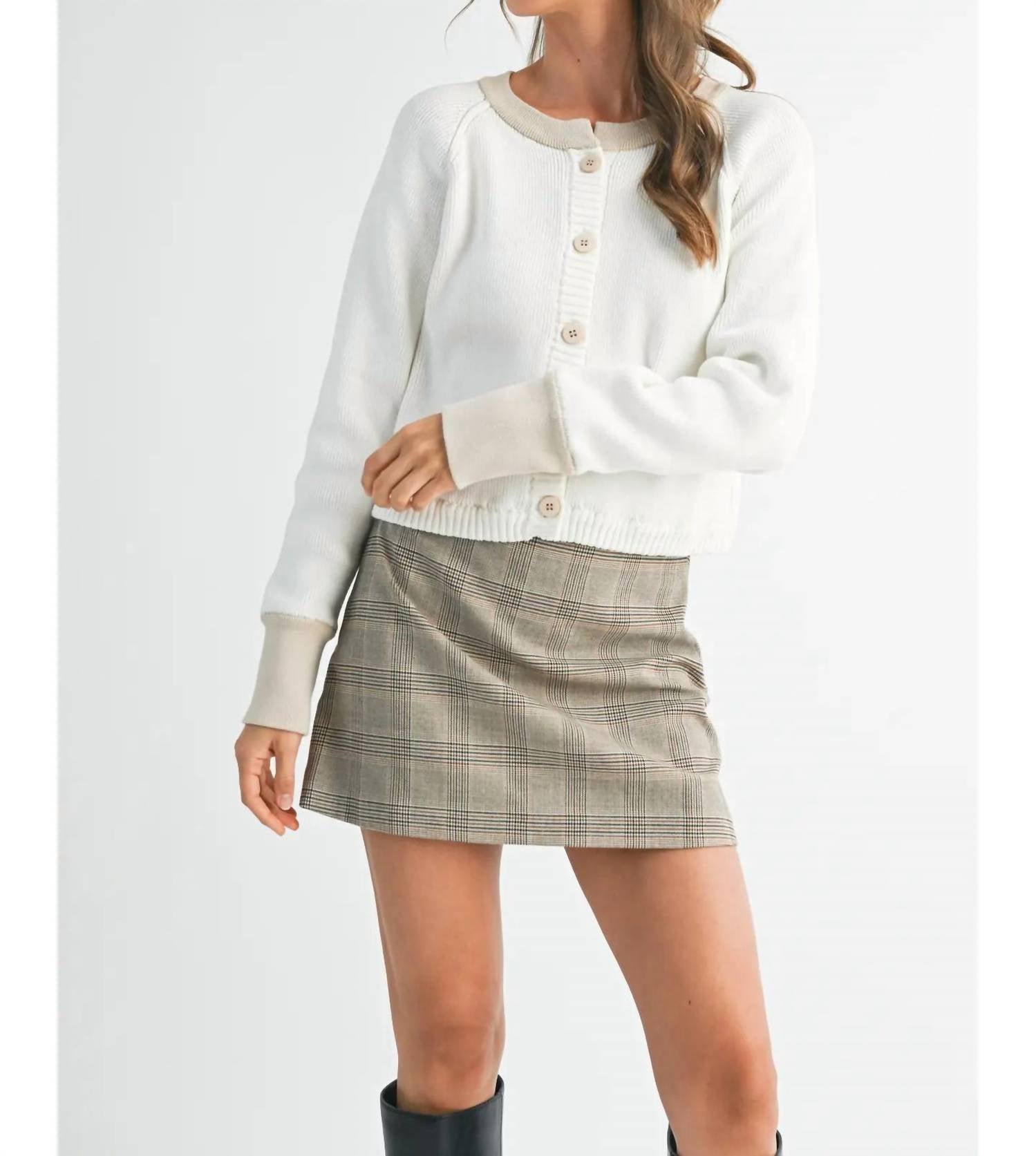 AEMI + CO Meadow Long Sleeve Cardigan in white - women's cardigan