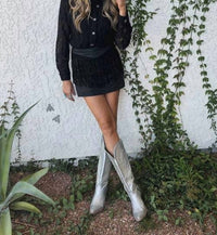 2Flyco - Round Up Fringed Vegan Leather Western Skort