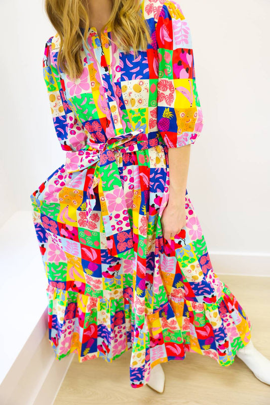 Karlie - Fruit Quilt Ric Rac Tier Maxi Dress