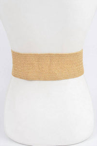 3Am By H&D Accessories - Women's Oversized Bamboo Buckle Wide Elastic Belt