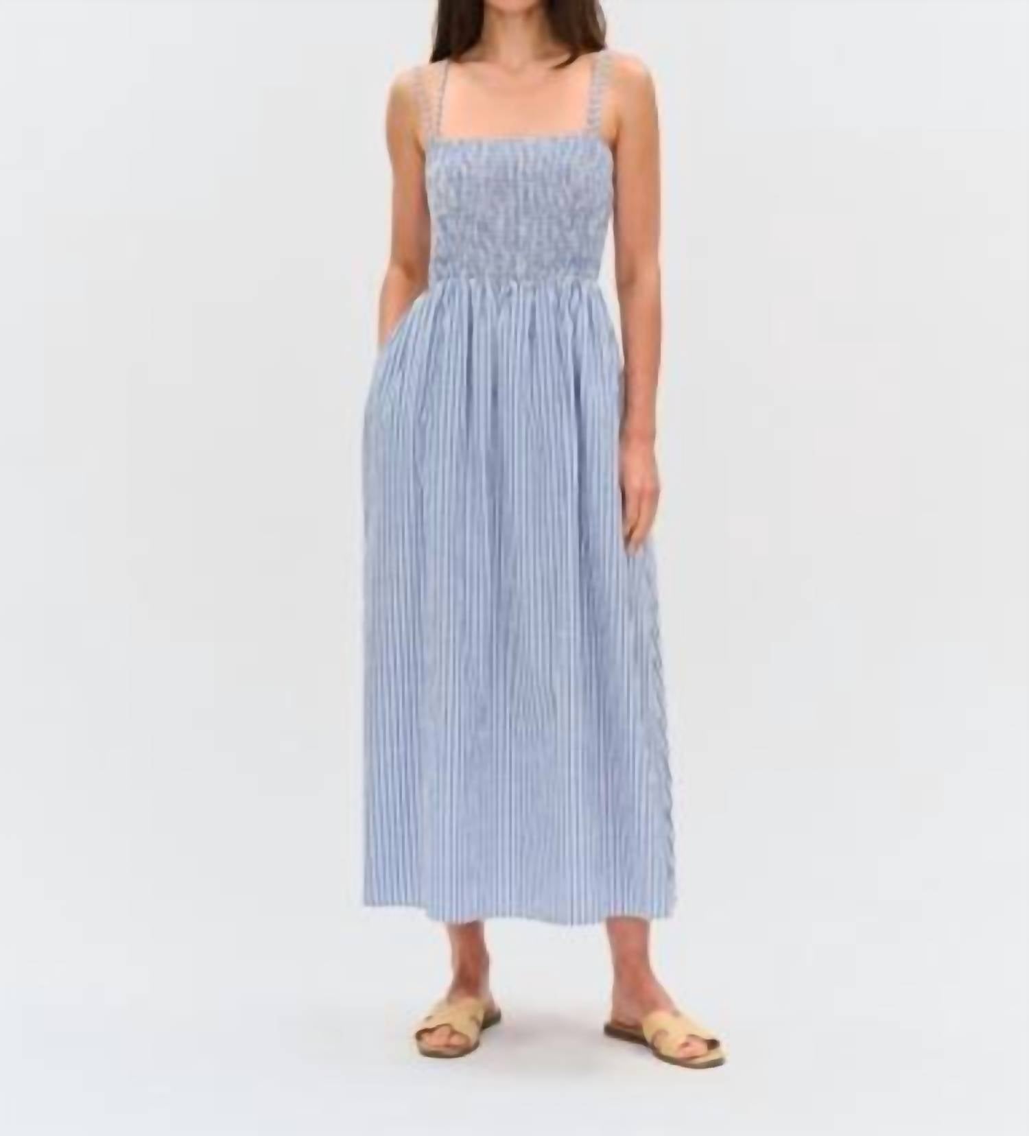 Six/Fifty - Ebony Striped Poplin Smocked Dress