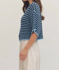 Entro - Elizabeth Short Sleeve Striped Cardigan