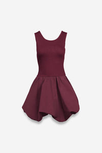 naked zebra Sleeveless Bubble Skirt Mini Dress in wine - women's dress - detail view