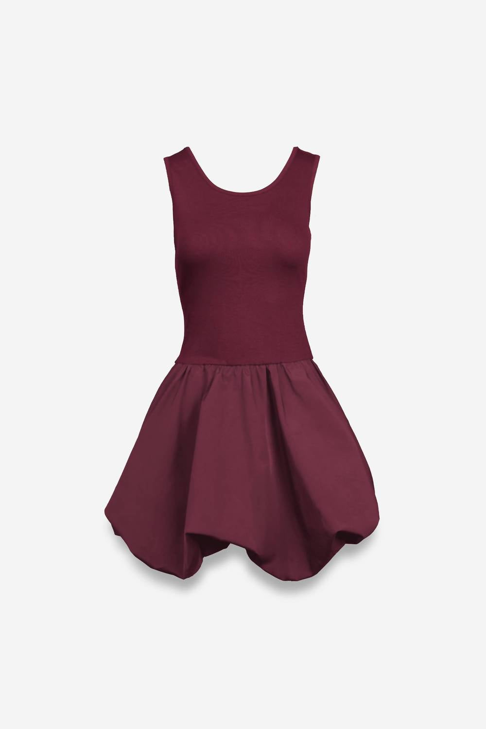 naked zebra Sleeveless Bubble Skirt Mini Dress in wine - women's dress - detail view