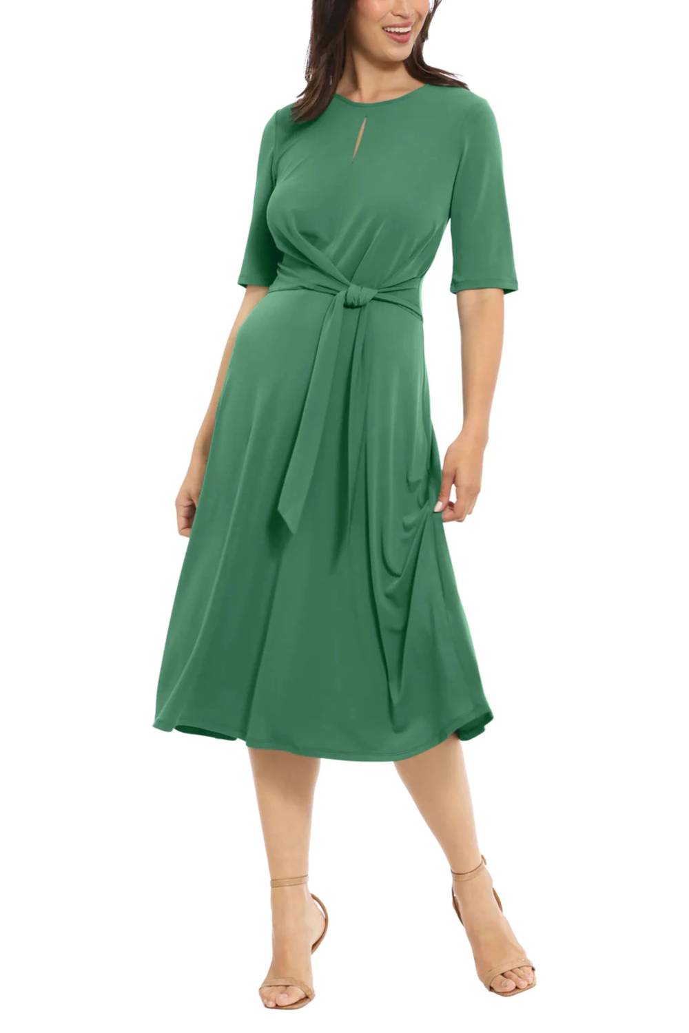 London Times - Keyhole Detail A-line Midi Dress