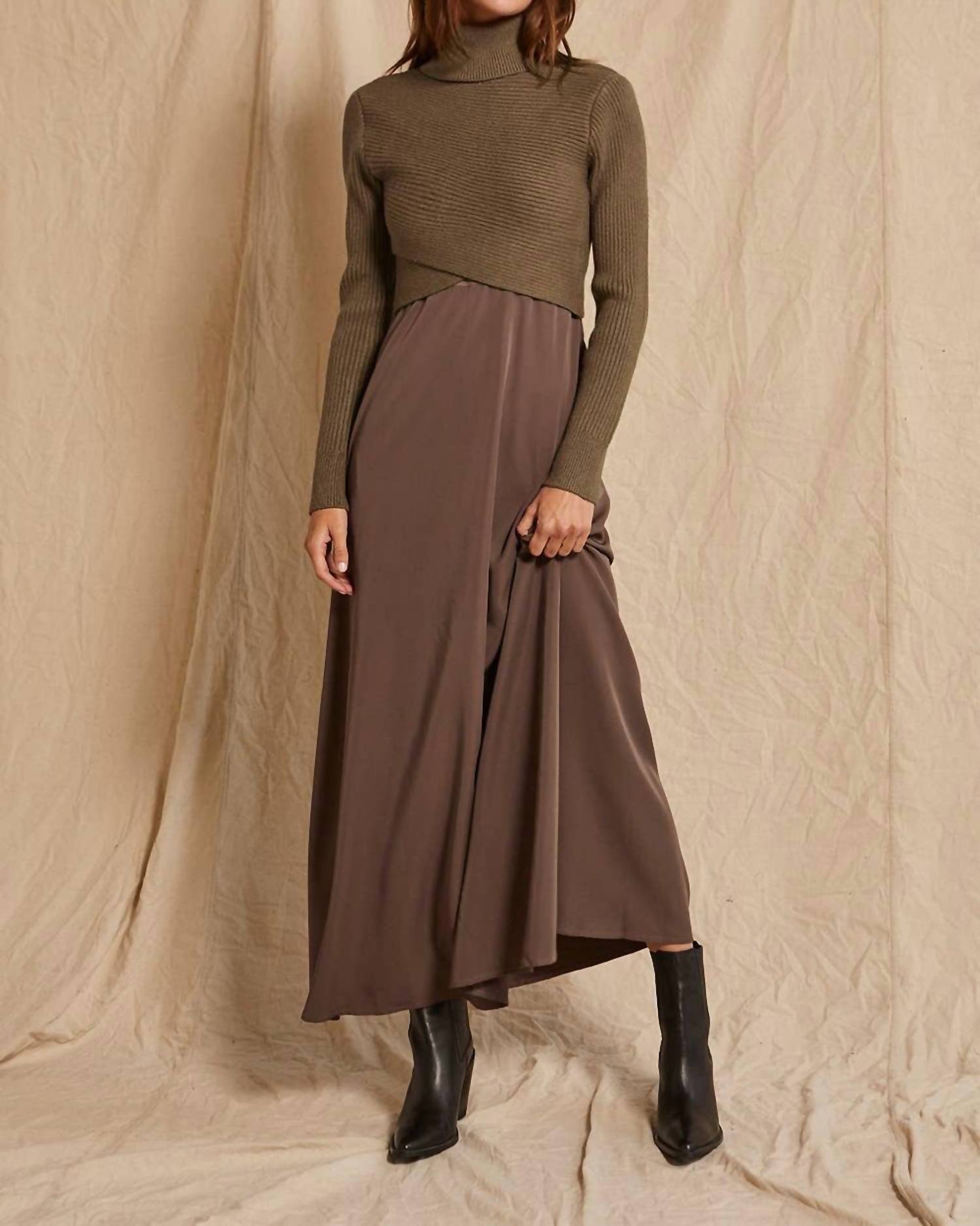 Crescent - Brooks Dress And Sweater Two-piece Set